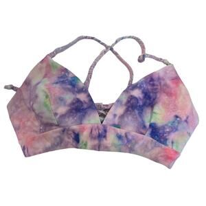 ZAFUL Purple Ice Dyed Bikini Top Braided Ties Lace Up Back Size Medium